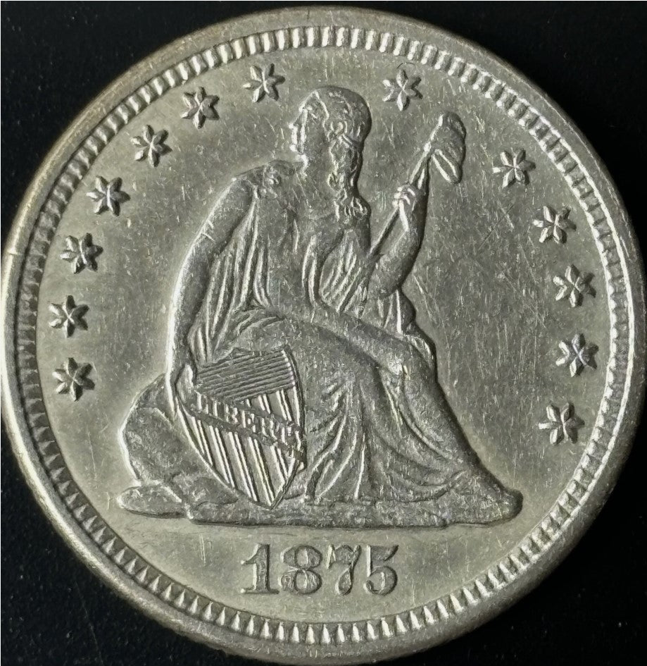 1875 25¢ Seated Liberty Quarter Raw - Uncirculated - See Pictures