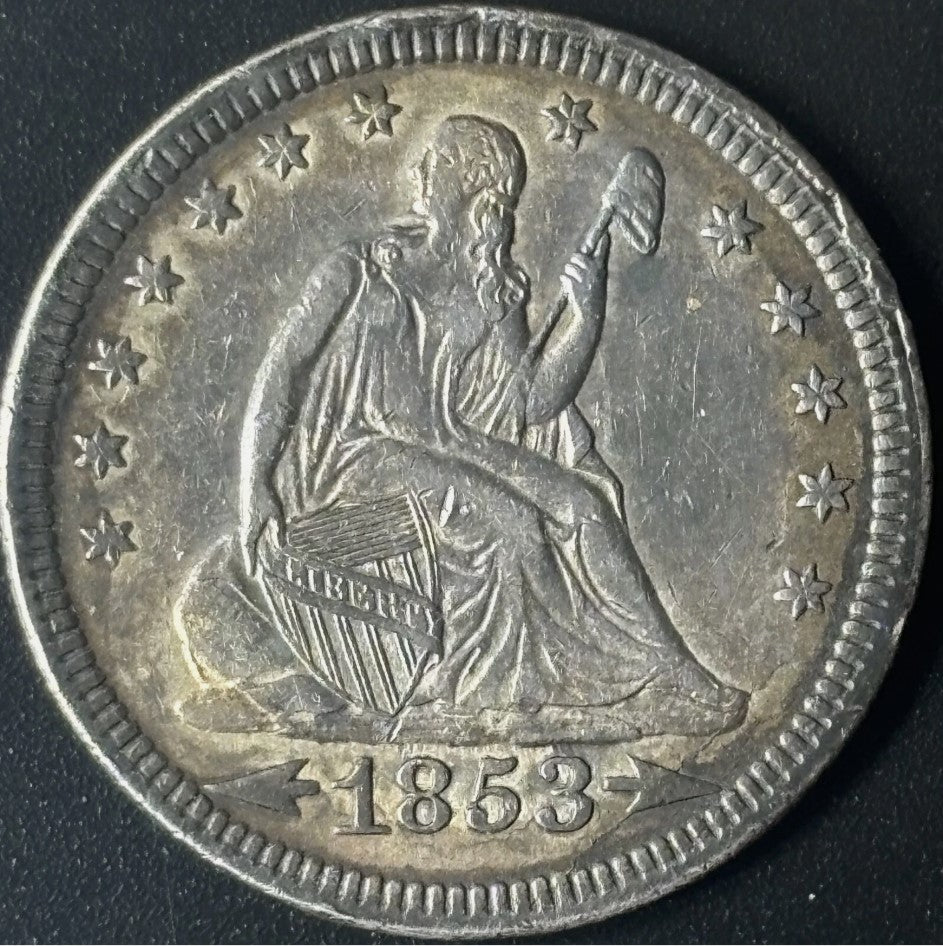 1853 25¢ Seated Liberty Quarter Arrows & Rays Raw - AU - See Pictures