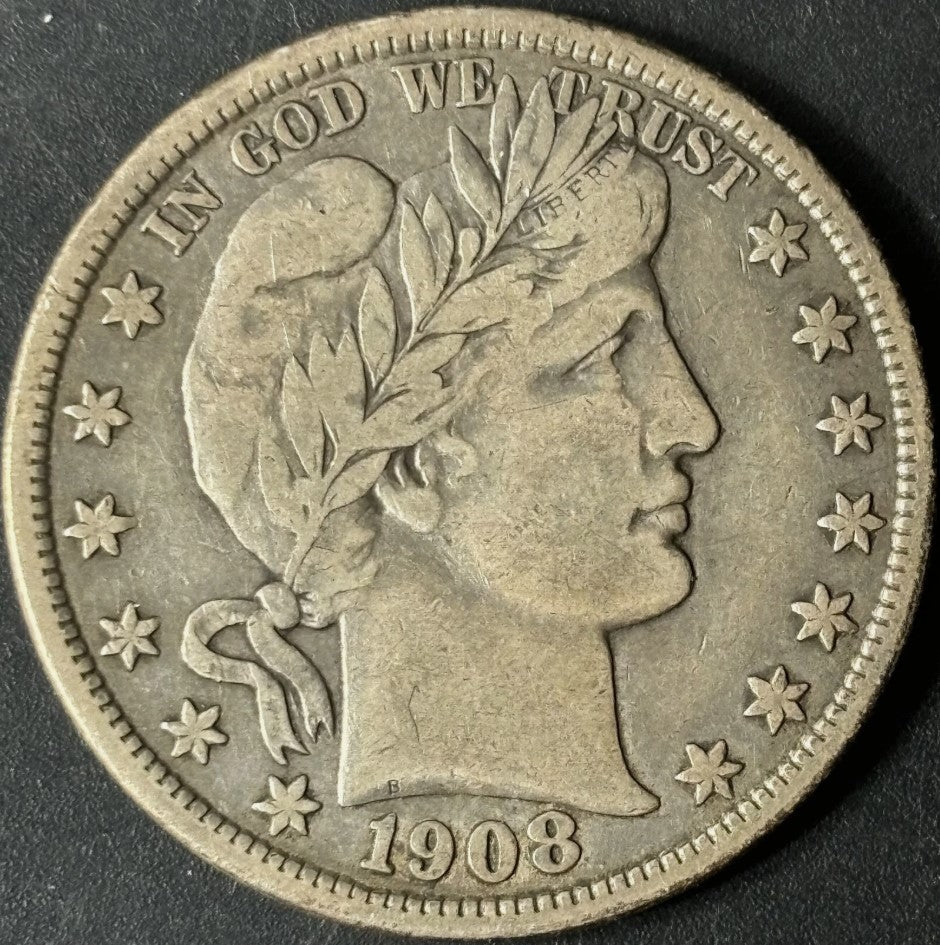 1908-D 50¢ Barber Half Dollar Raw - VF - See Pictures