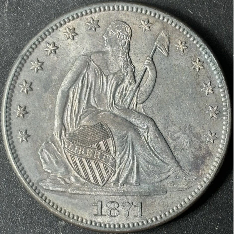 1871 50¢ Seated Liberty Half Dollar Raw - BU - See Pictures