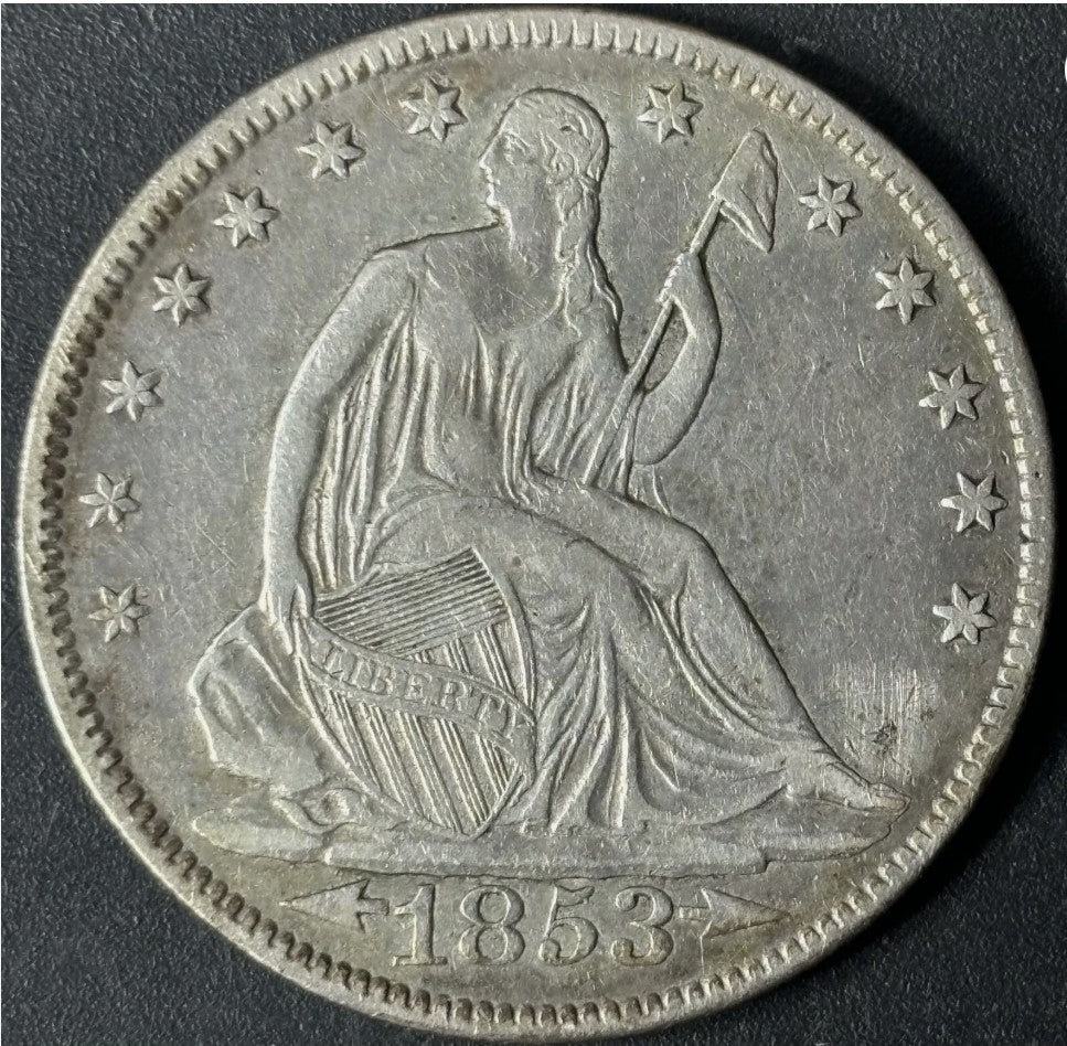 1853 50¢ Seated Liberty Half Dollar Arrows & Rays Raw - XF - See Pictures