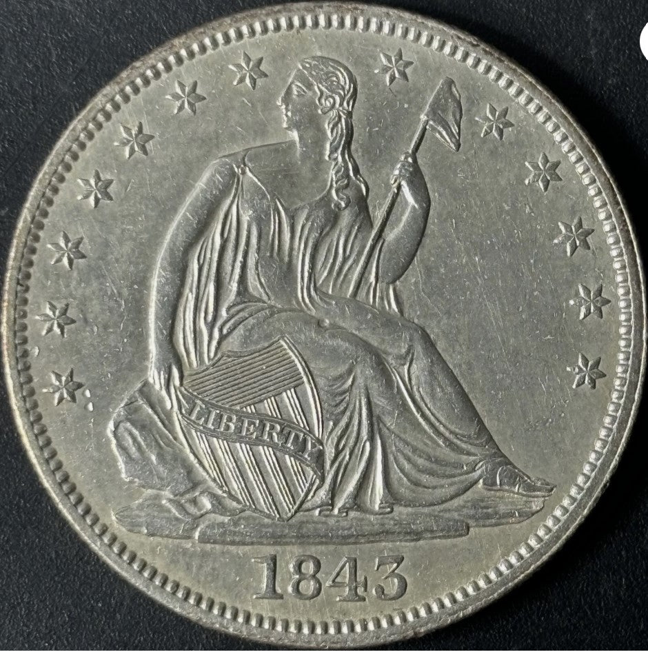 1843-P 50¢ Seated Half Dollar Raw - Uncirculated - See Pictures