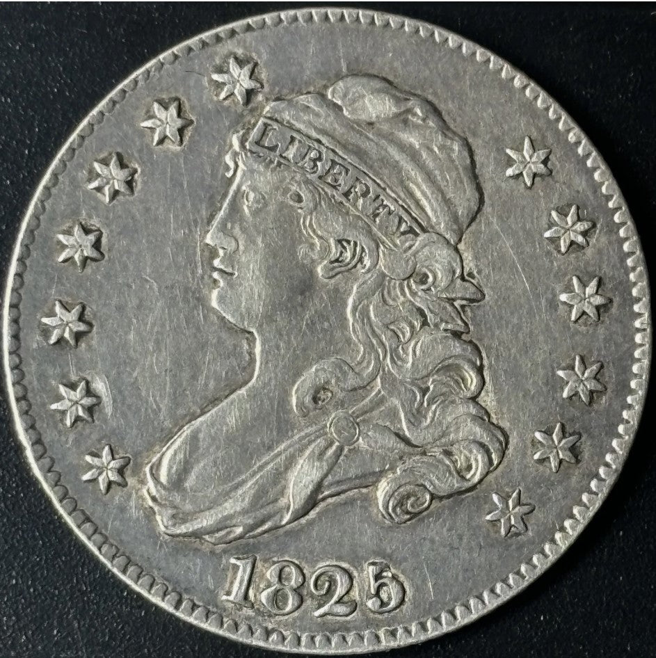 1825/4 25¢ Capped Bust Quarter Browning 2 Raw - XF/AU - See Pictures