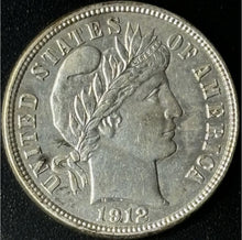 Load image into Gallery viewer, 1912-D 10¢ Barber Dime Raw - AU - See Pictures
