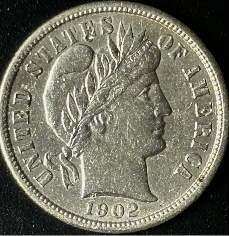 1902-S 10¢ Barber Dime Raw - AU - See Pictures