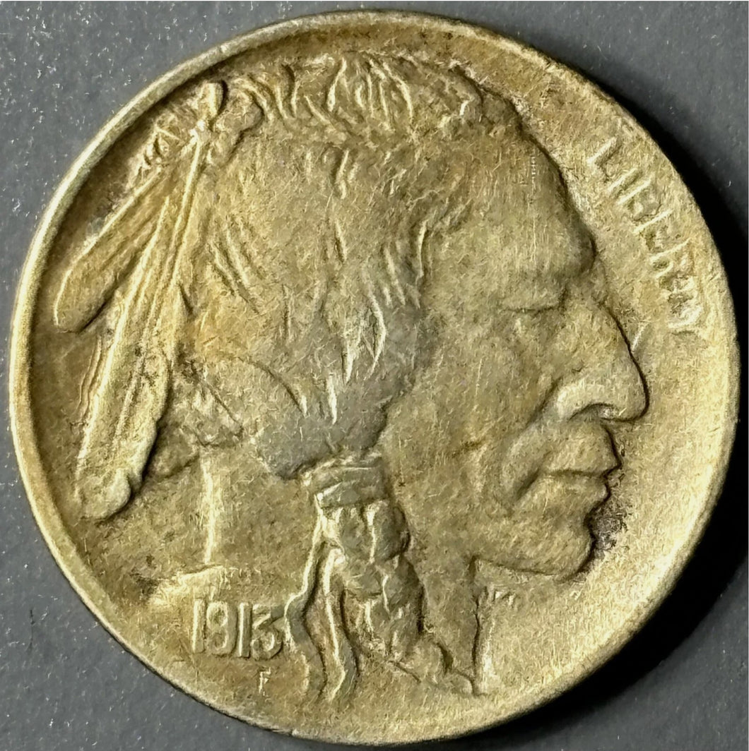 1913-S 5¢ Buffalo Nickel Type 2 Raw - VF - See Pictures