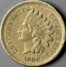 Load image into Gallery viewer, 1859 1¢ Indian Head Cent Raw - AU - See Pictures
