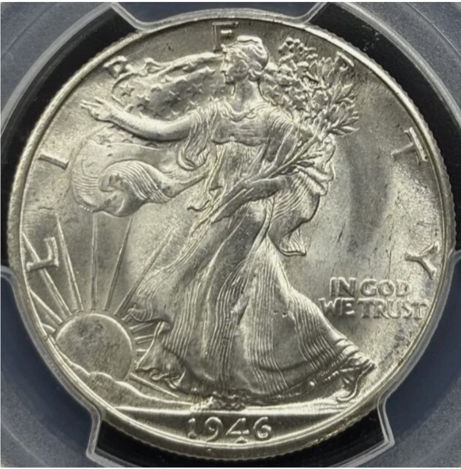 1946-D 50C Walking Liberty PCGS MS66 - Bright White Lustrous Gem