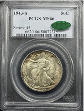Load image into Gallery viewer, 1943-S 50C Walking Liberty PCGS MS66 CAC - Flashy Original Gem
