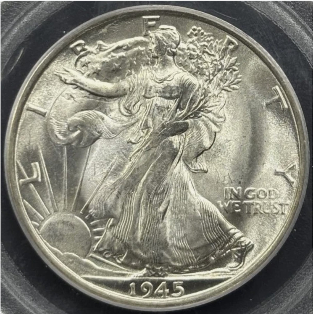 1945-S 50C Walking Liberty PCGS MS66 CAC - Outstanding Blast White Gem