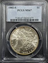 Load image into Gallery viewer, 1882-S $1 Morgan Dollar PCGS MS67 - Exceptional Blast White Gem w/ Great Strike!
