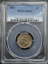 Load image into Gallery viewer, 1863 1C Indian Head PCGS MS63 - Stunning, Bright &amp; Lustrous
