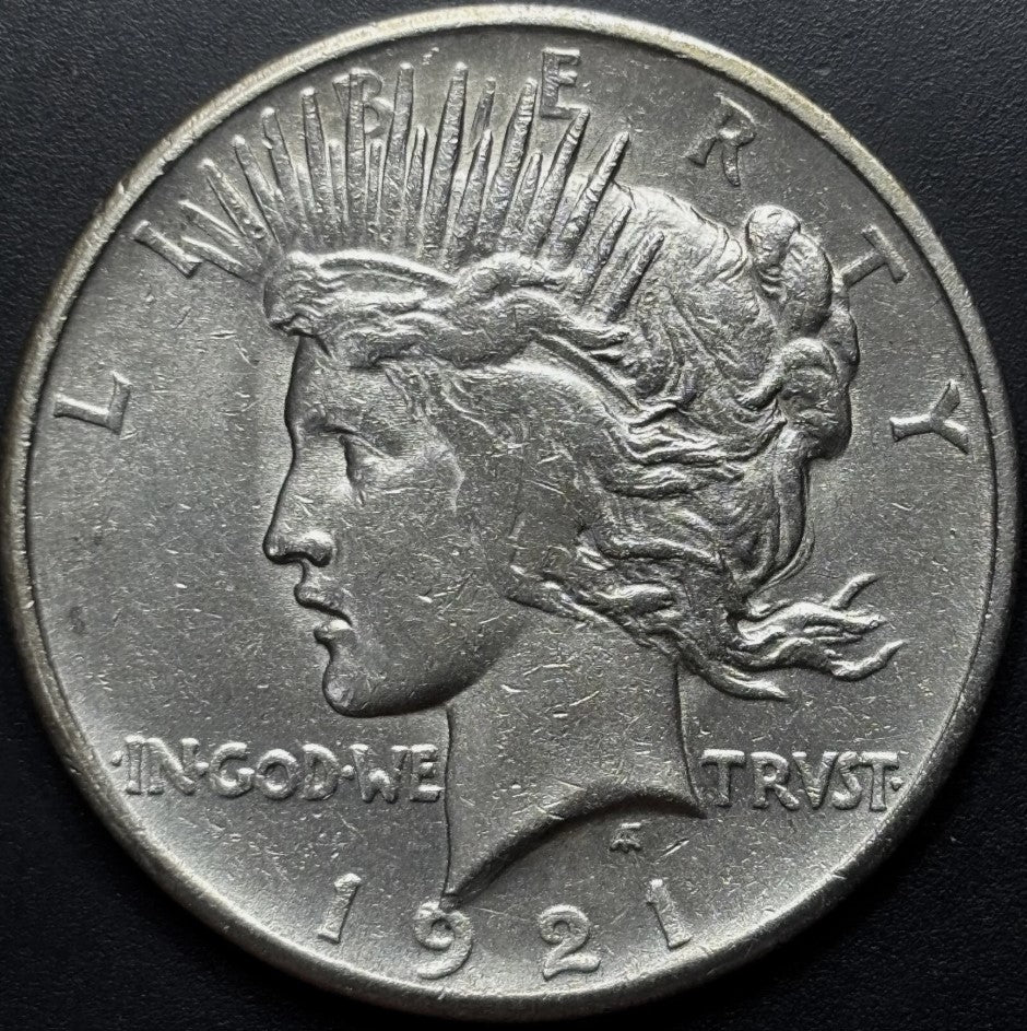 1921 $1 Peace Dollar High Relief - Raw AU - See Pictures