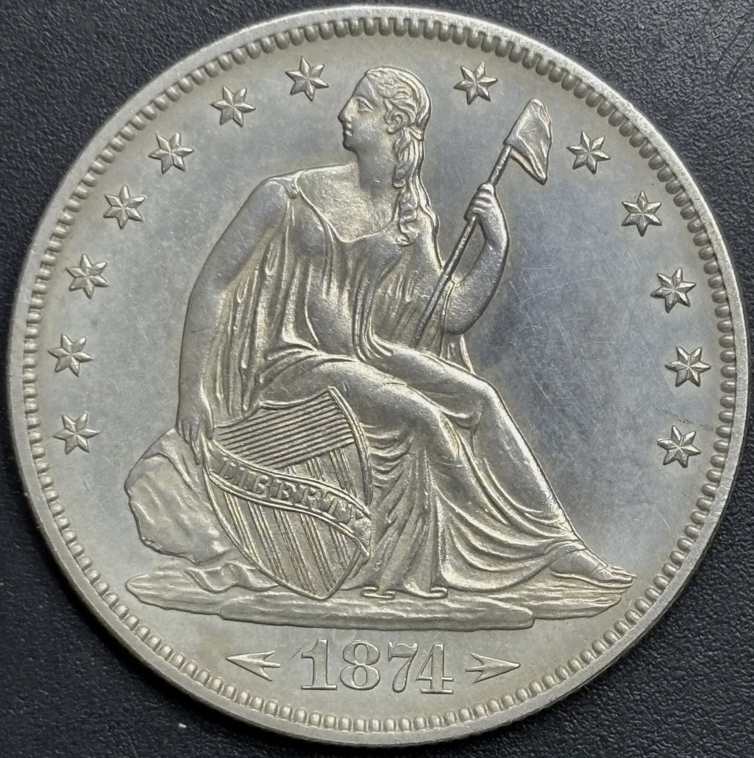 1874 50C Seated Liberty Half Arrows - Raw Proof UNC - See Pictures