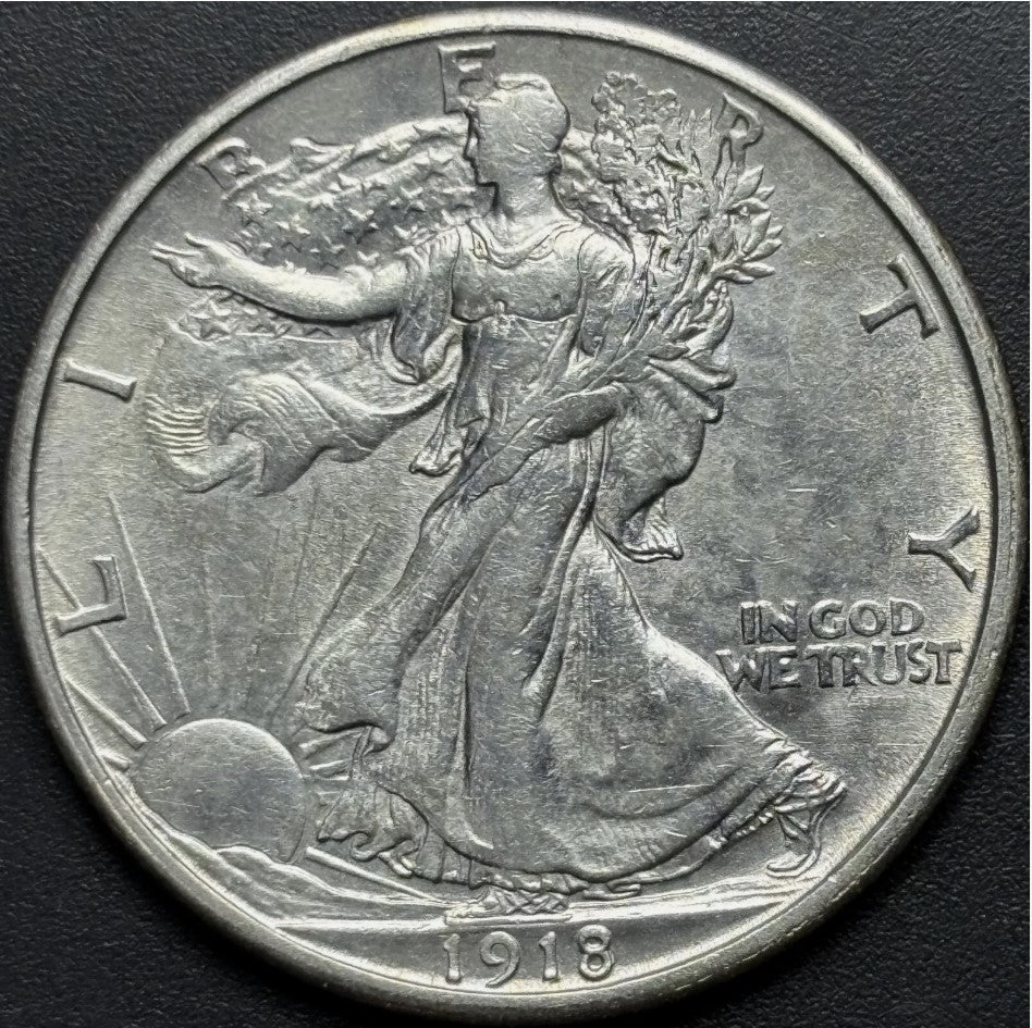 1918-S 50C Walking Liberty Half - Raw High AU - See Pictures