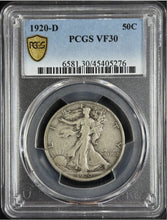 Load image into Gallery viewer, 1920-D 50C Walking Liberty PCGS VF30
