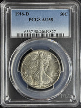 Load image into Gallery viewer, 1916-D 50C Walking Liberty PCGS AU58 - High End Near Unc!
