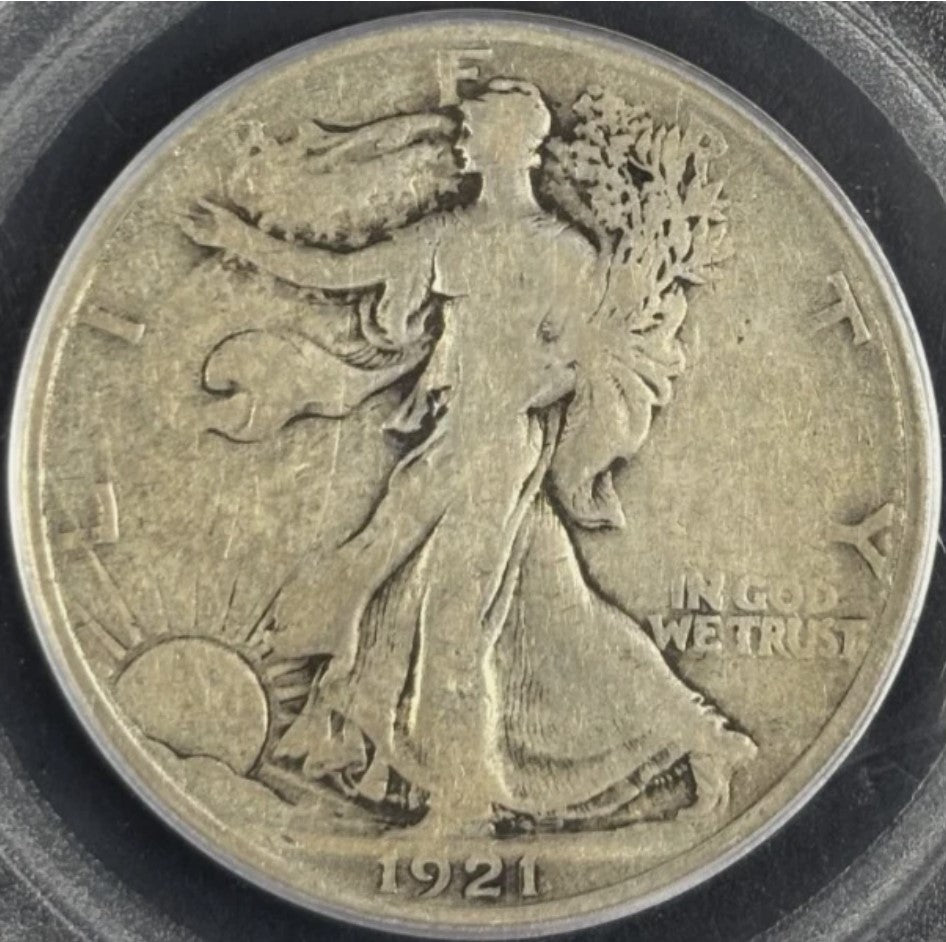 1921-P 50C Walking Liberty PCGS VG10 - Perfectly Circulated Key Date!