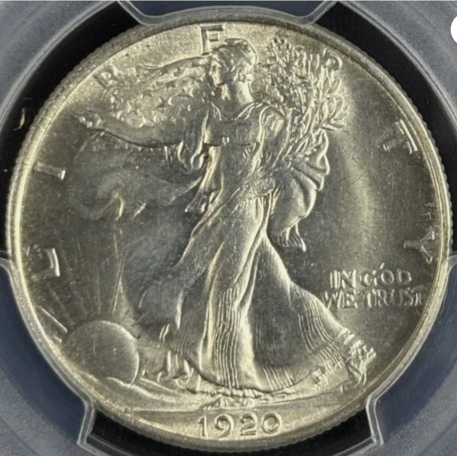 1920-P 50C Walking Liberty PCGS MS63 - Spectacular Blast White Coin