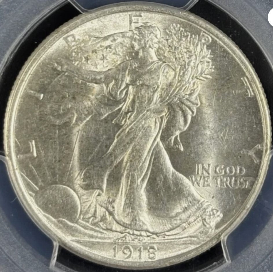 1918-P 50C Walking Liberty PCGS AU58 - Bright White