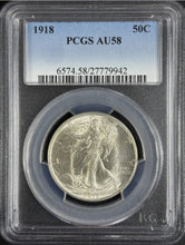 Load image into Gallery viewer, 1918-P 50C Walking Liberty PCGS AU58 - Bright White

