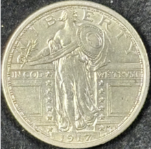 Load image into Gallery viewer, 1917-P 25C Standing Liberty Quarter Type 1 - Raw AU - See Pictures
