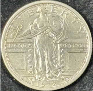 1917-P 25C Standing Liberty Quarter Type 1 - Raw AU - See Pictures