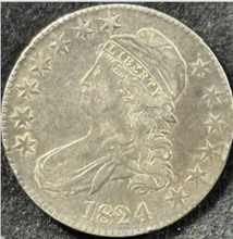 Load image into Gallery viewer, 1824 50¢ Capped Bust Half - Raw VF - See Pictures
