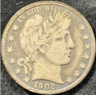 1902-S 50¢ Barber Half Dollar - Raw Fine - See Pictures