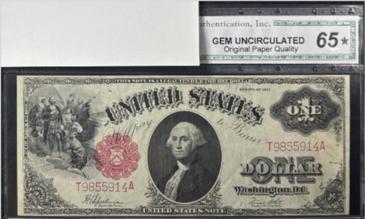 1917 $1 Legal Tender Fr.39  - Gem UNC Original Paper Quality