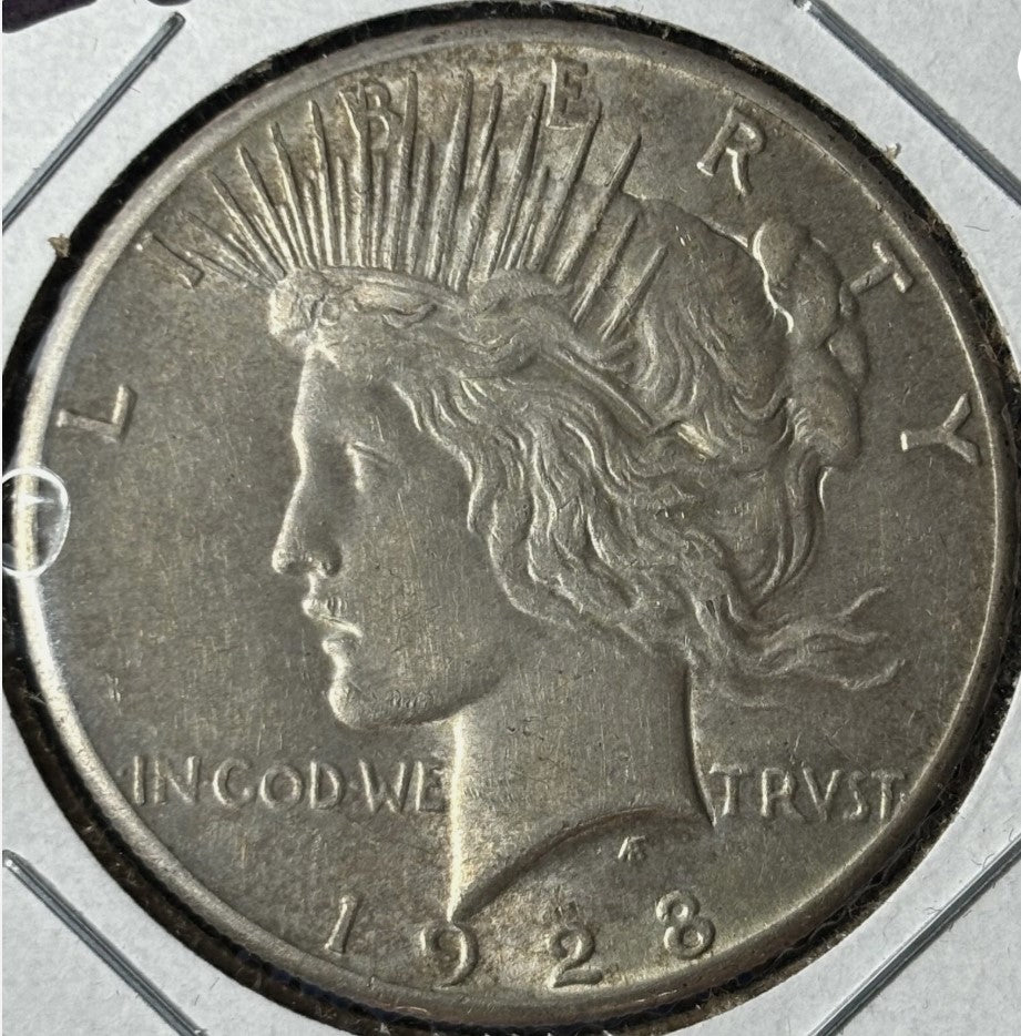 1928-P $1 Peace Dollar Raw - AU - See Pictures