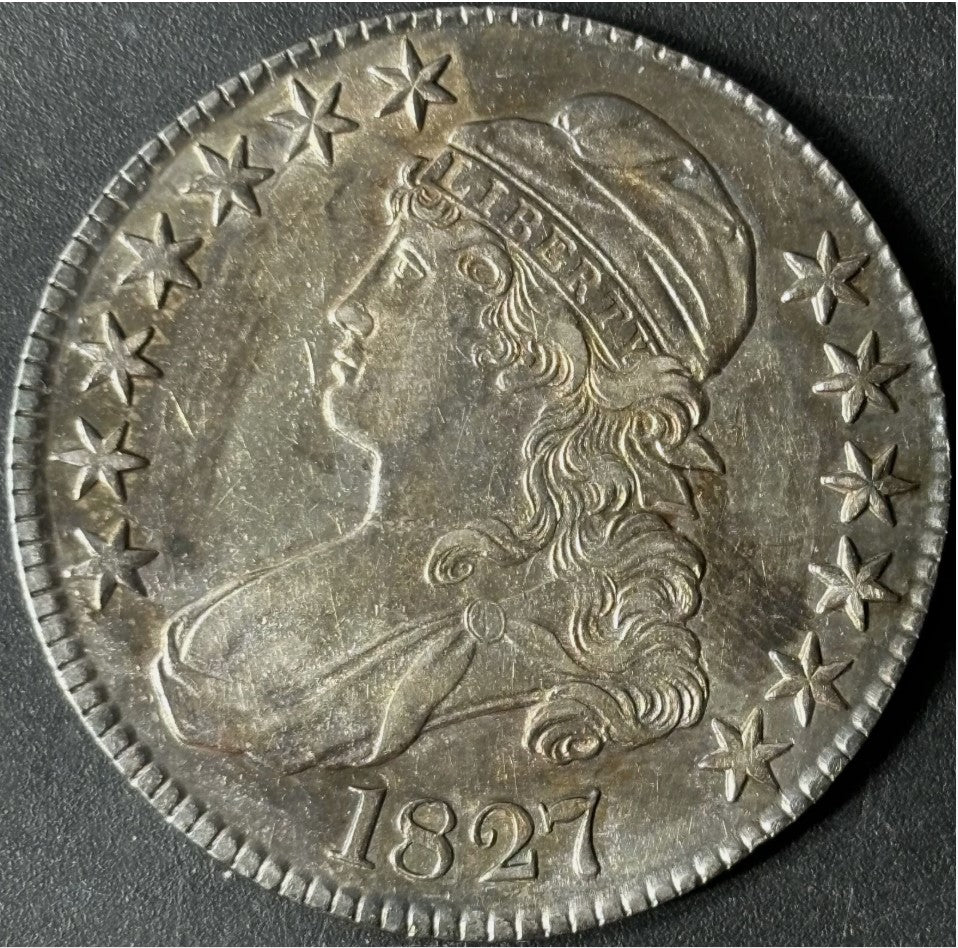 1827 50¢ Capped Bust Half Dollar Raw Square Base 2 - Uncirculated - See Pictures