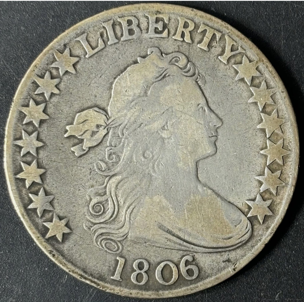 1806 50¢ Draped Bust Half Dollar N6 SS Raw - Fine - See Pictures