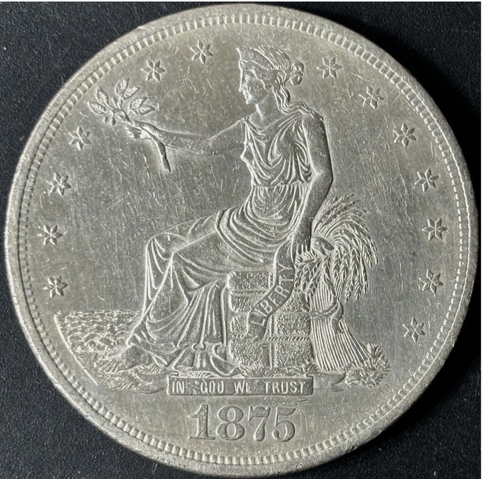 1875-CC $1 Trade Dollar Raw - AU - See Pictures