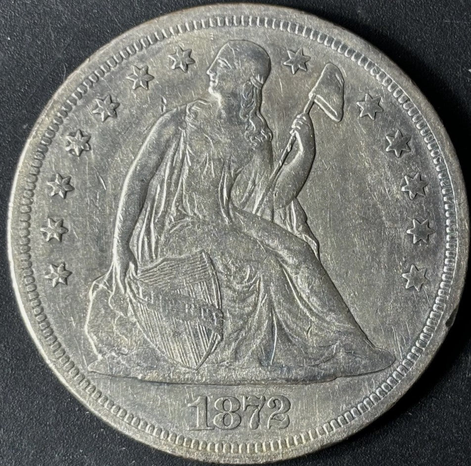 1872 $1 Seated Liberty Dollar Raw - AU/UNC - See Pictures