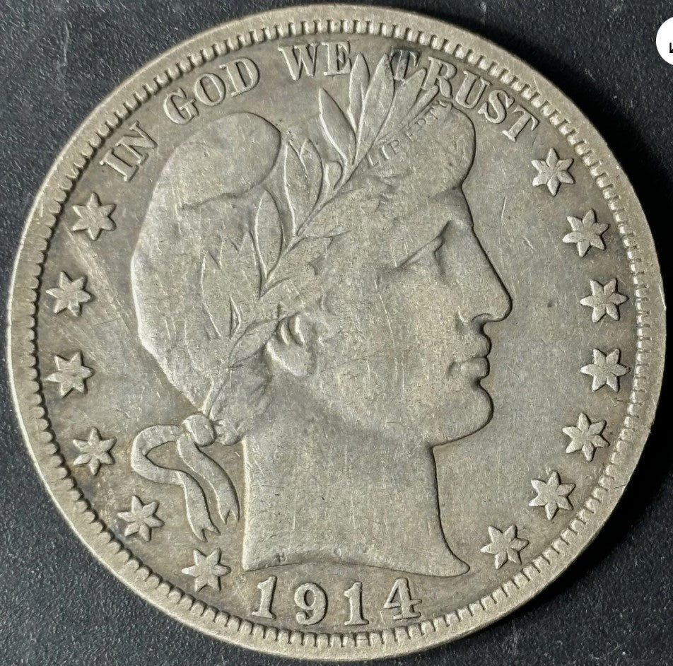 1914-P 50¢ Barber Half Dollar Raw - VF - See Pictures