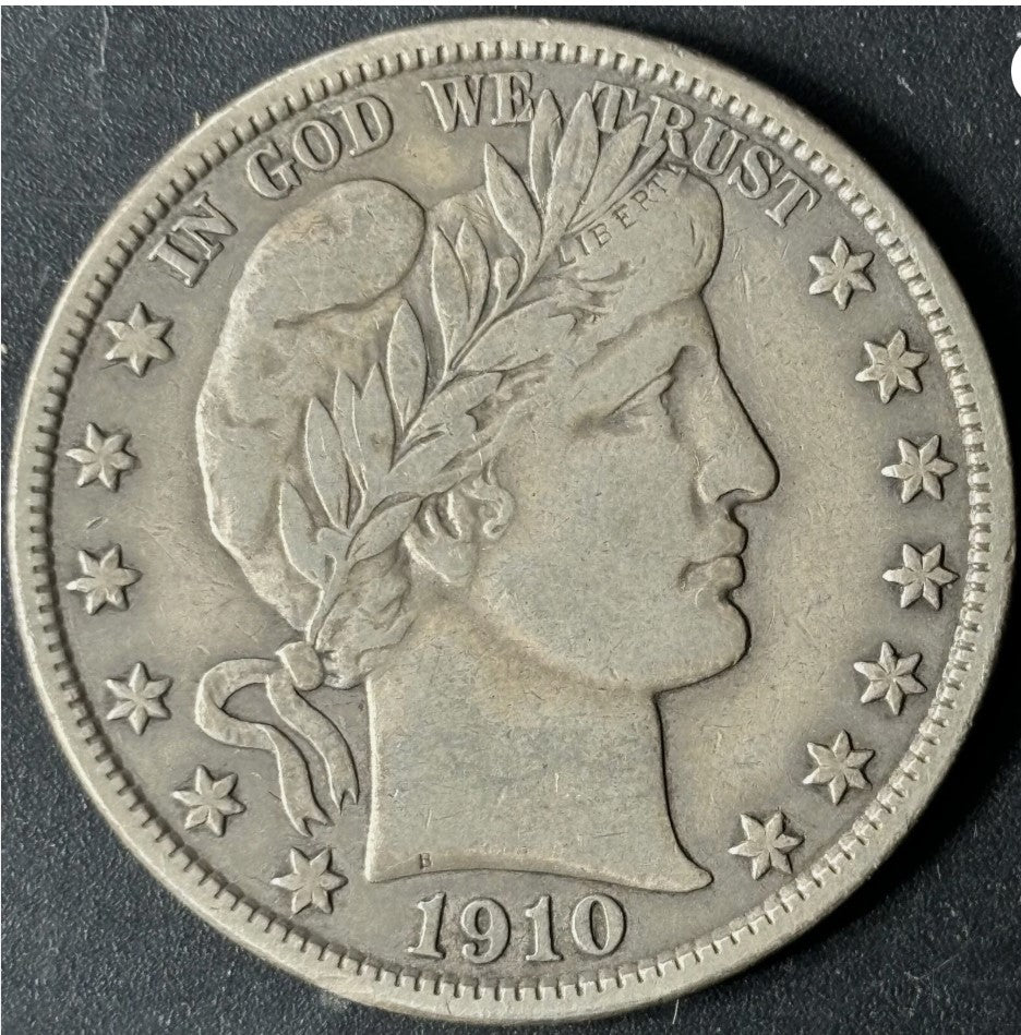 1910-S 50¢ Barber Half Dollar Raw - VF - See Pictures