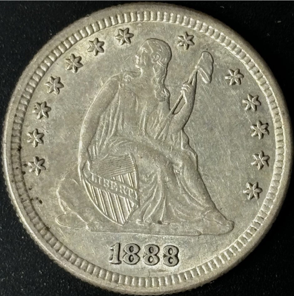 1888-S 25¢ Seated Liberty Quarter Raw - AU - See Pictures