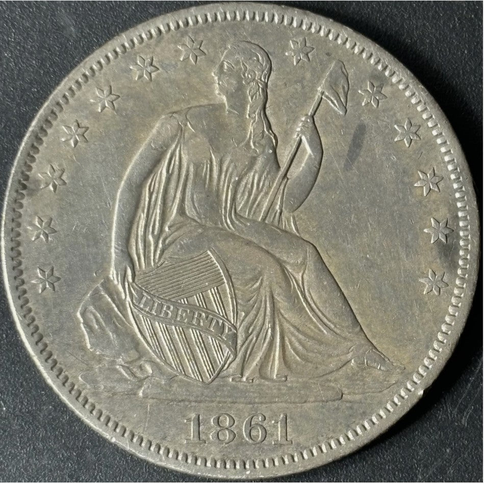 1861-O 50¢ Seated Liberty Half Dollar Raw - AU - See Pictures