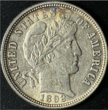 Load image into Gallery viewer, 1892 10¢ Barber Dime Raw - AU - See Pictures
