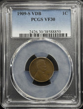 Load image into Gallery viewer, 1909-S 1C Lincoln Wheat Cent VDB - PCGS VF30 - Remarkable First Year - Key Date
