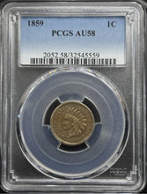 Load image into Gallery viewer, 1859 1C Indian Head Cent PCGS AU58 - Lustrous First Year of Issue
