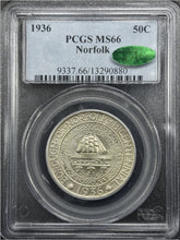 Load image into Gallery viewer, 1936 50C Norfolk Commemorative PCGS MS66 CAC - Wonderful Bright Lustrous Gem
