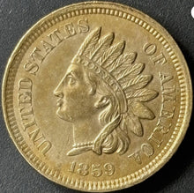 Load image into Gallery viewer, 1859 1C Indian Head - Raw AU - See Pictures
