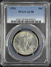 Load image into Gallery viewer, 1916-P 50C Walking Liberty PCGS AU58 - Outstanding White Coin, Sharp Coin
