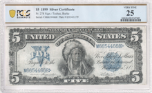 Load image into Gallery viewer, 1899 $5 Indian Chief Silver Certificate Fr.278 -- PCGS VF25
