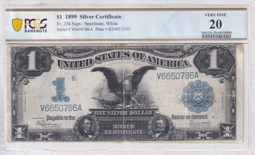 1899 $1 Silver Certificate Fr.236 Black Eagle -- PCGS VF20