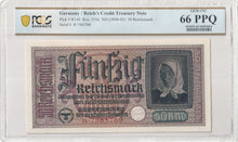 Load image into Gallery viewer, Germany 1940-1945 50 Reichsmark Pick-R140 -- PCGS 66 PPQ -- WWII Era Note
