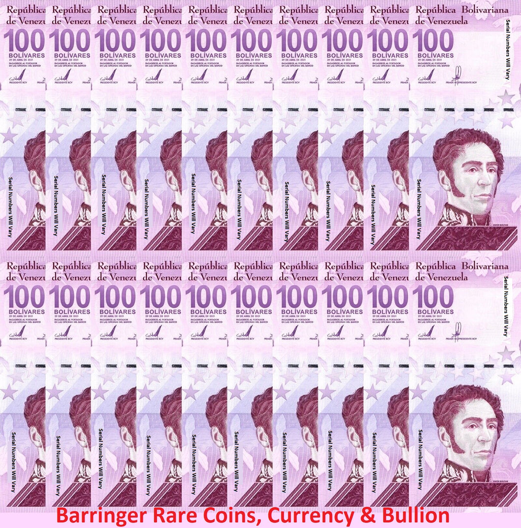 Venezuela 2021 100 Bolivares Digitales Banknotes UNC 100 Million P119 Per 20