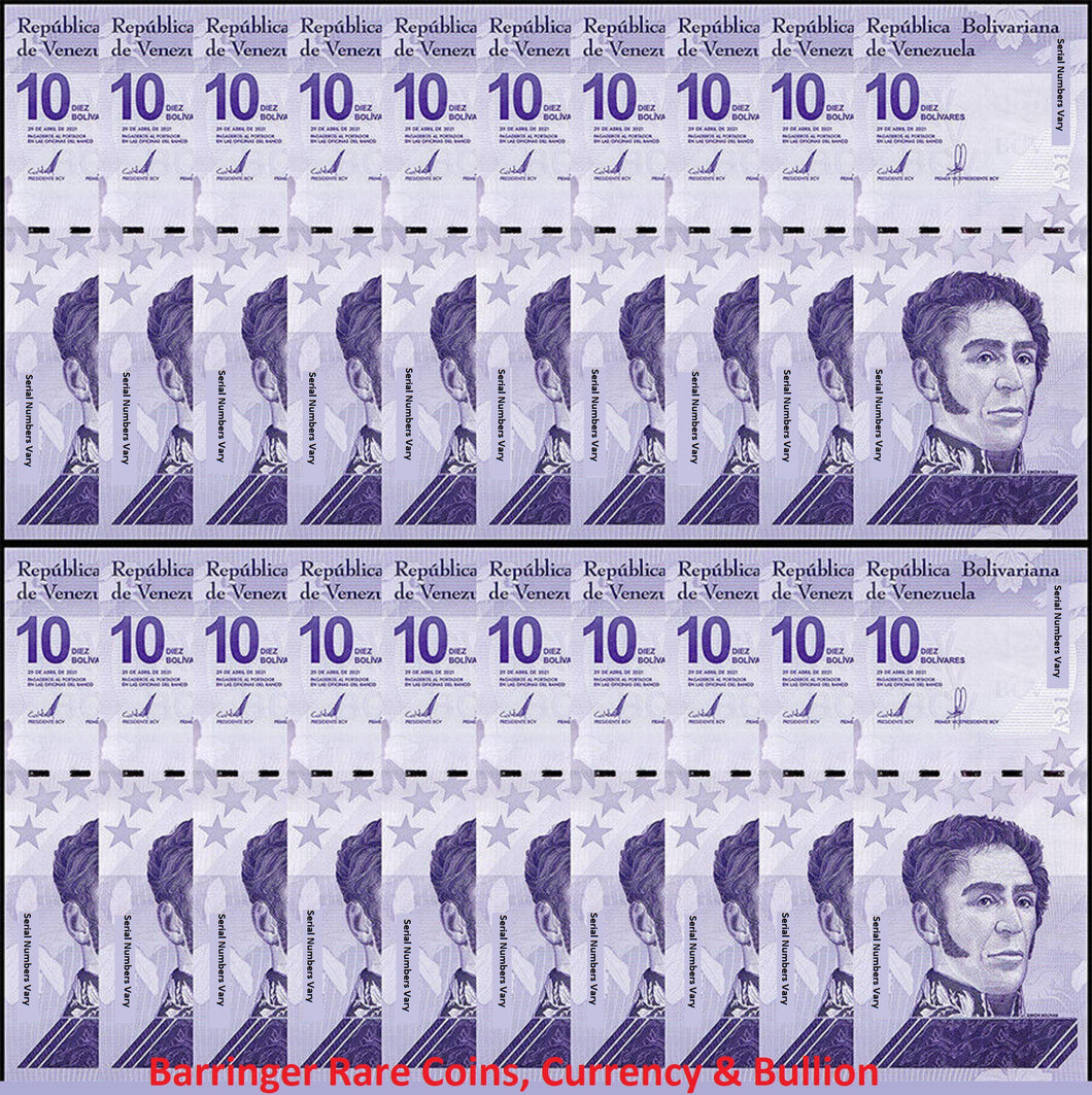 20X - 2021 Venezuela 10 Bolivares Digitales Banknote (Uncirculated) P116